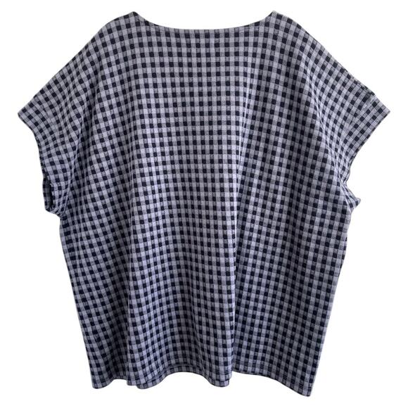 Madewell Sz 3X Gingham Knit Top Stretch Plus Summer Casual Preppy Boxy NWT - Picture 4 of 11